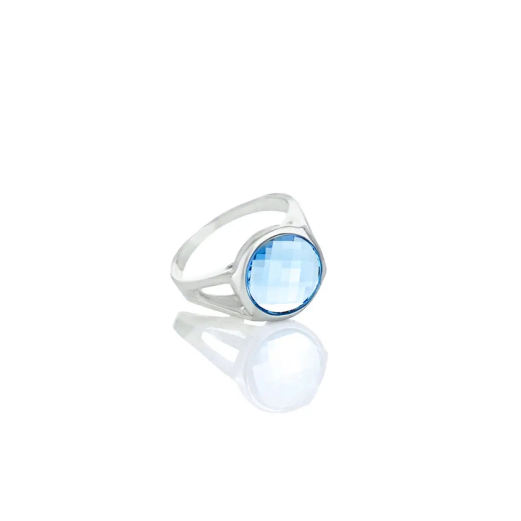 Сребърен пръстен с небесносин кристал Сваровски 