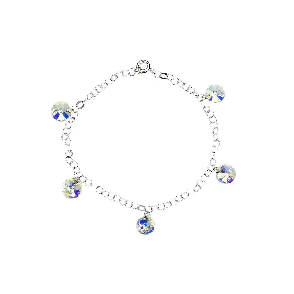 Сребърна гривна с малки кристали риволи