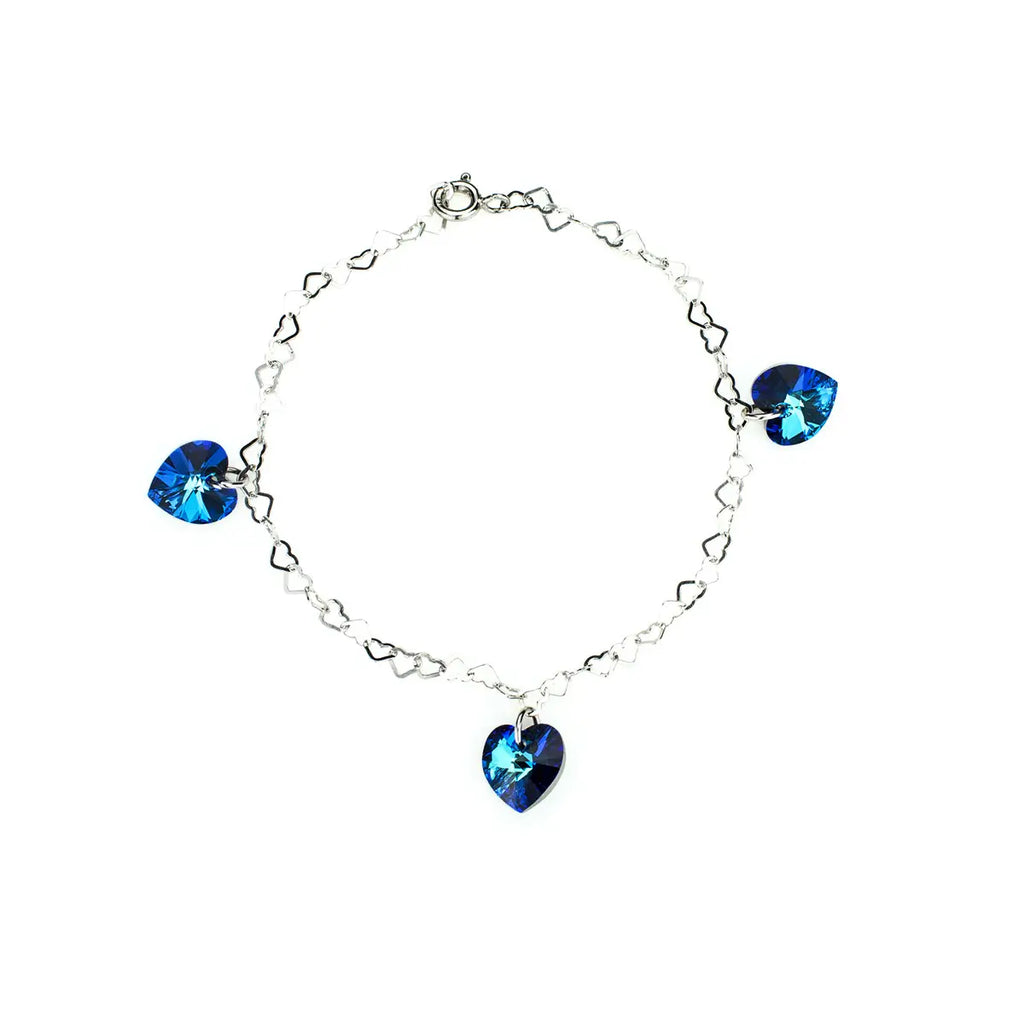 Всекидневна сребърна гривна с малки кристали сърца