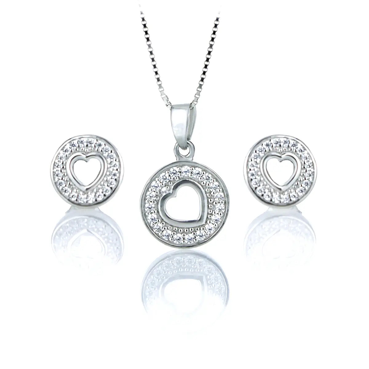 Сребърни обеци Circle Heart Sparkle с циркони