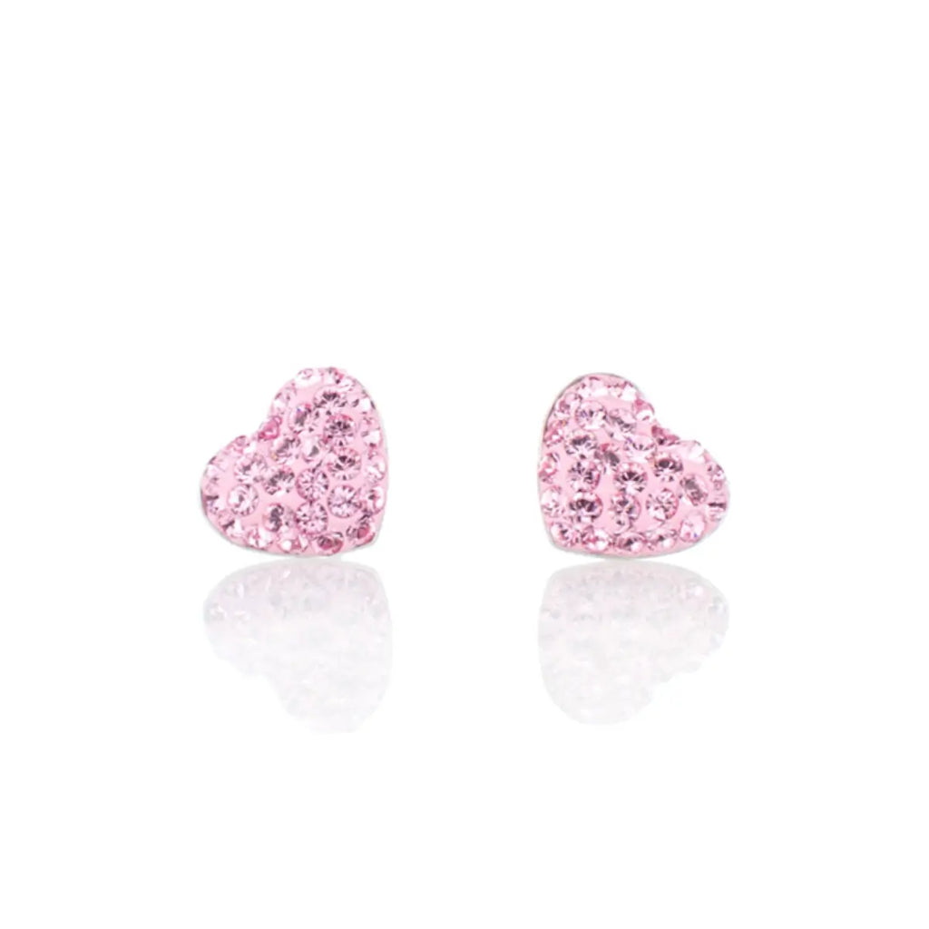Сребърни обеци Crystal Hearts с инкрустирани австрийски кристали