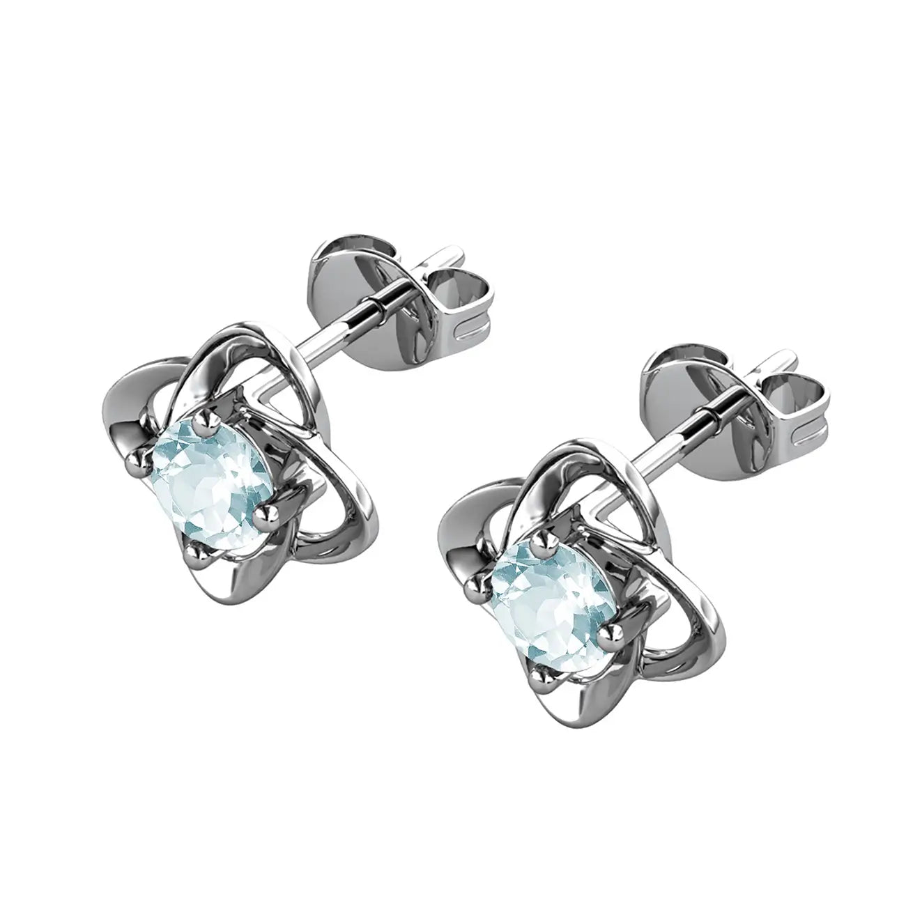 Сребърни обеци Детелина със Син Топаз