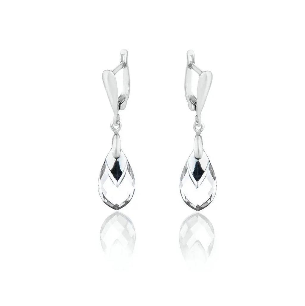 Сребърни обеци Lavender Shine Teardrop с австрийски кристали