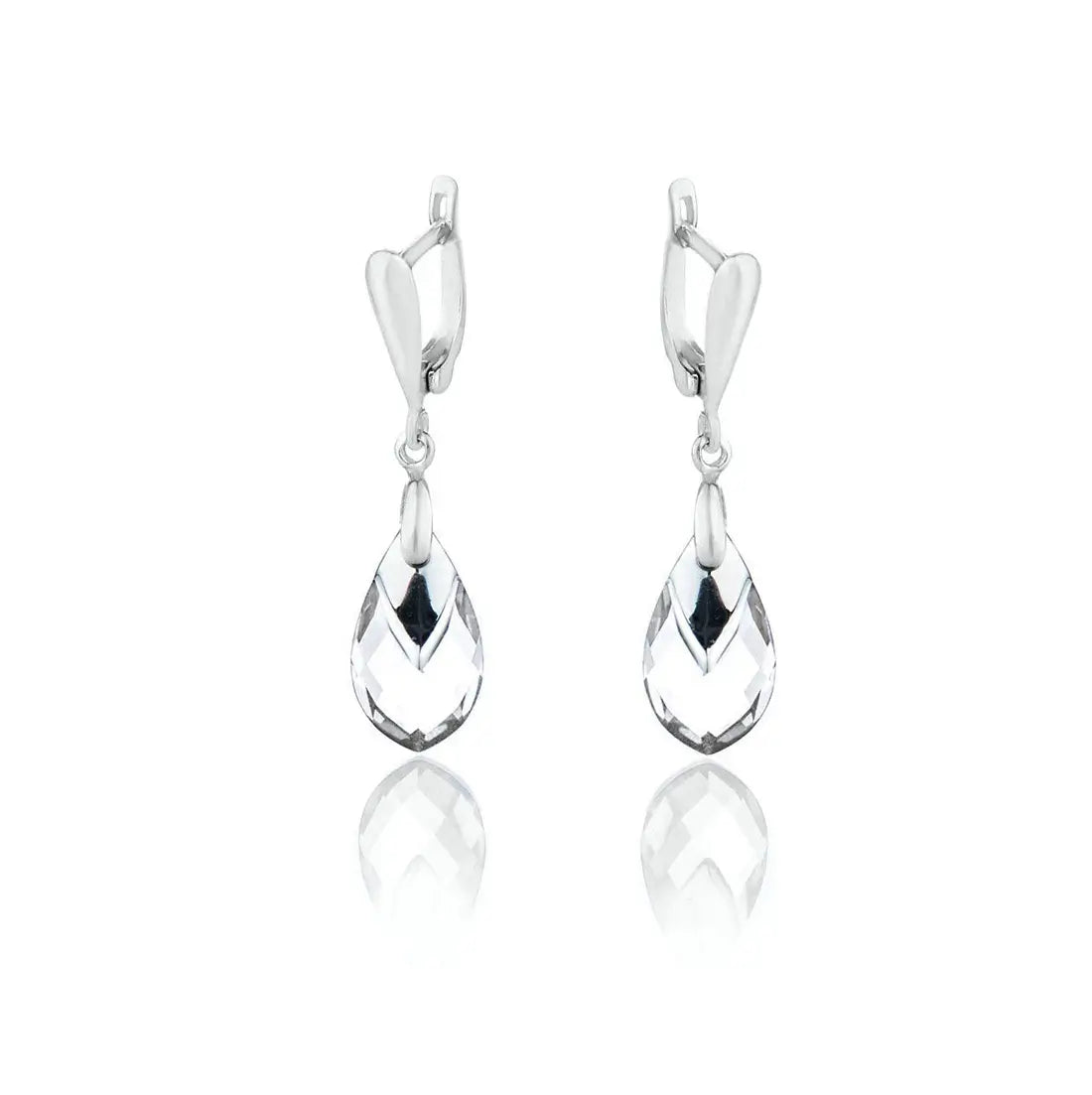 Сребърни обеци Lavender Shine Teardrop с австрийски кристали
