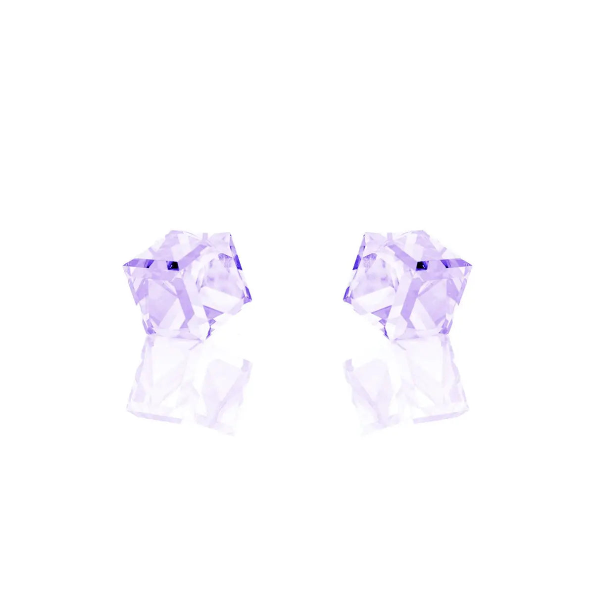 Сребърни обеци  на винт Кристални кубчета с австрийски кристали