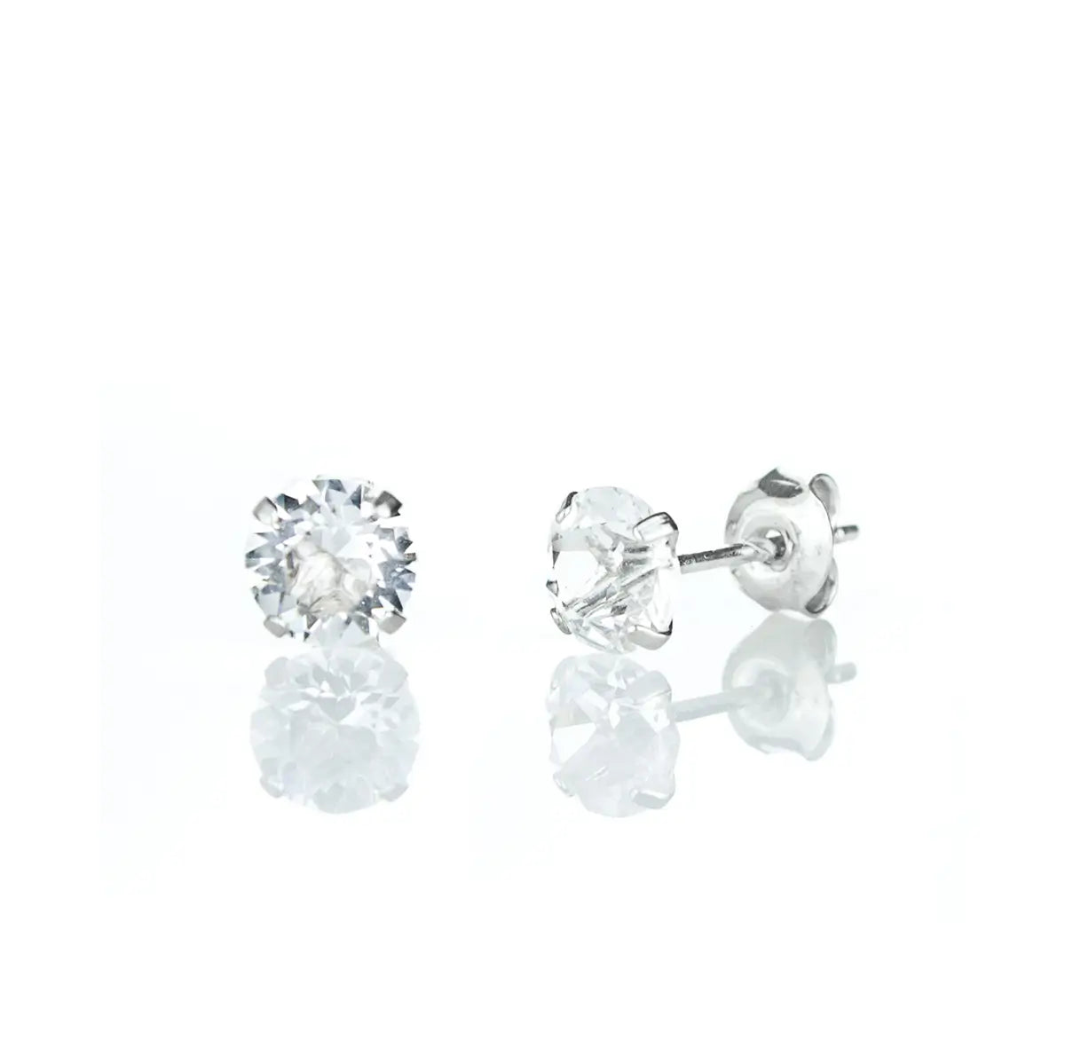 Сребърни обеци на винт Round Burgundy Delight с австрийски кристали