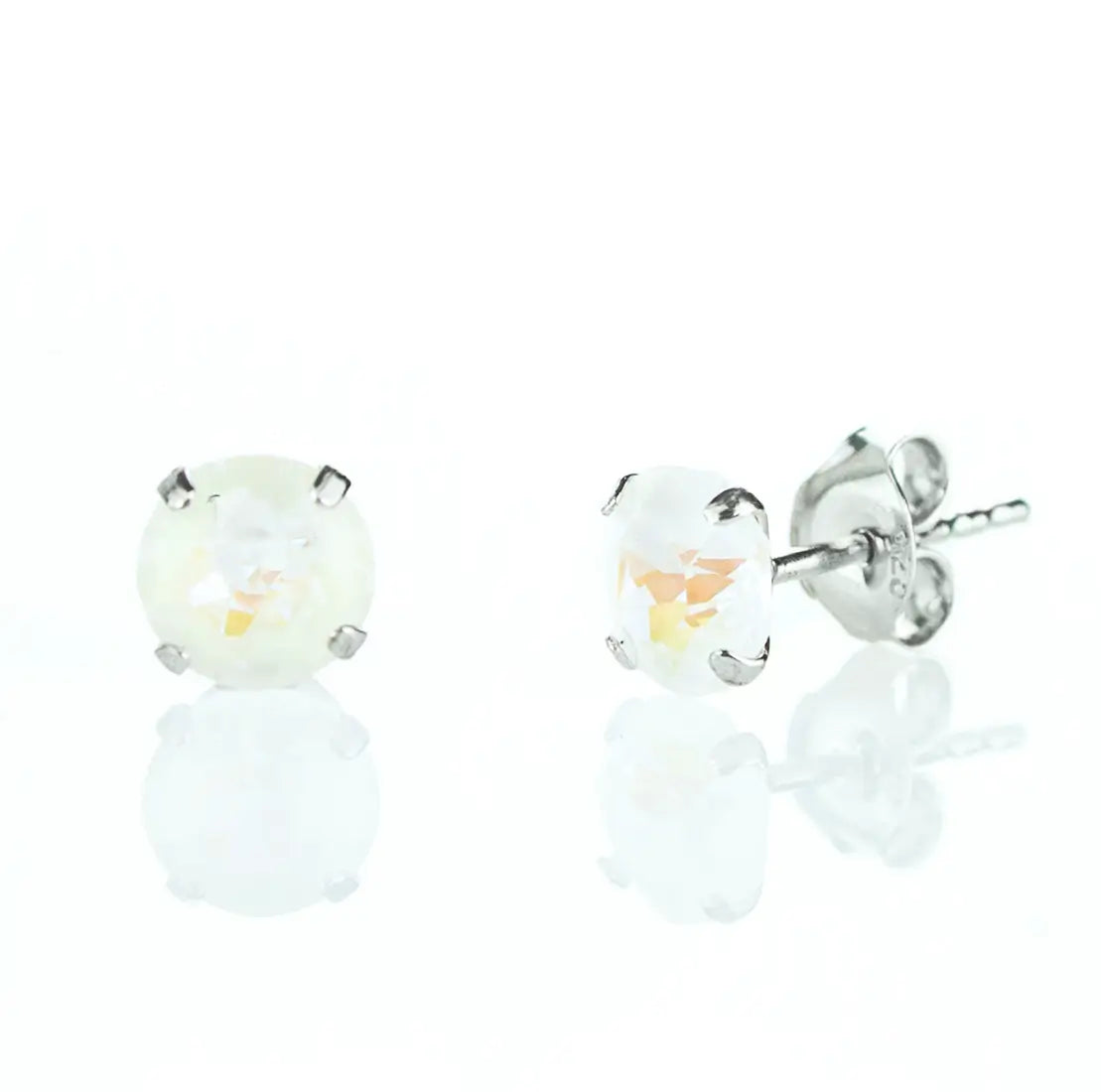 Сребърни обеци на винт Round Burgundy Delight с австрийски кристали