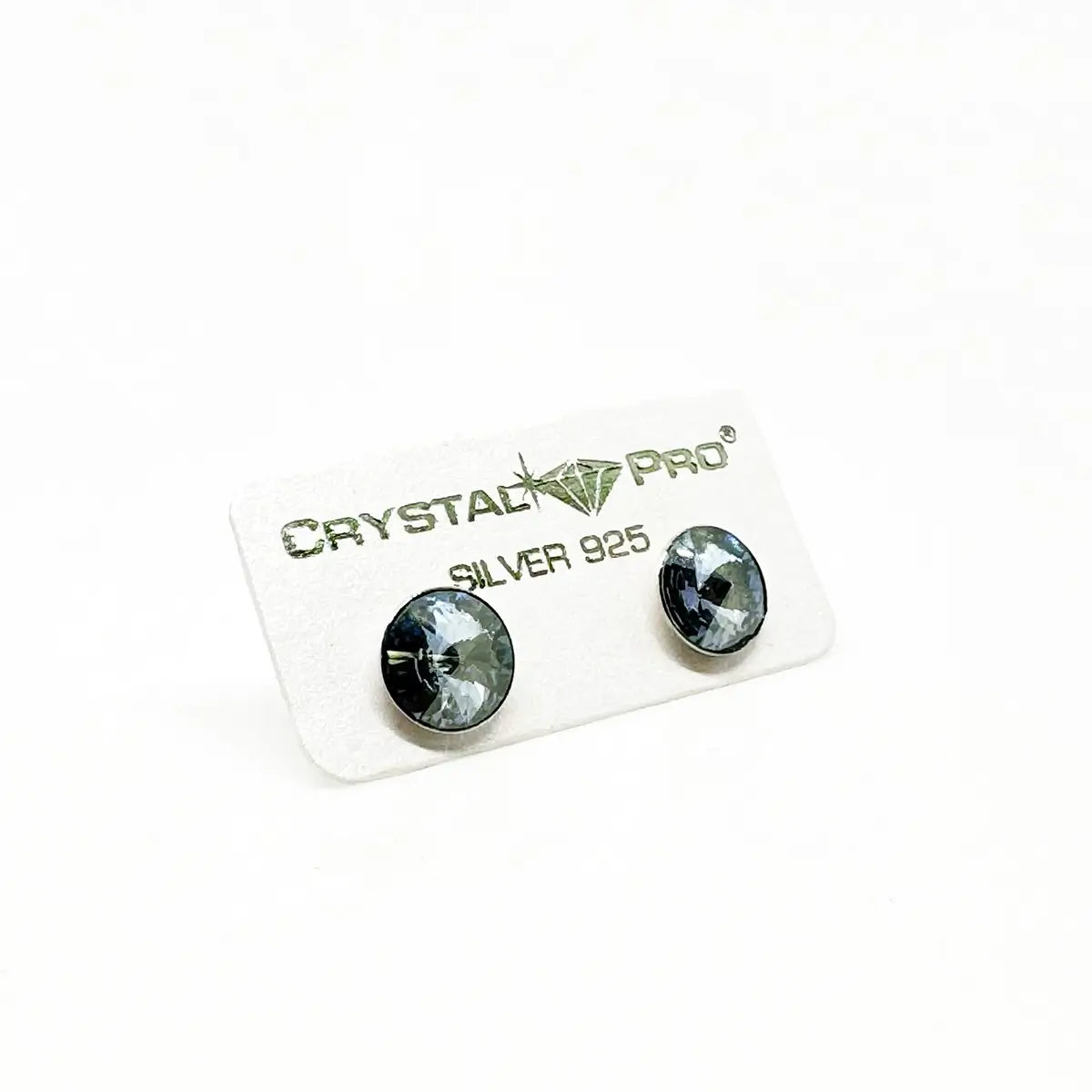 Сребърни обеци  на винт с кристали Риволи 2 размера