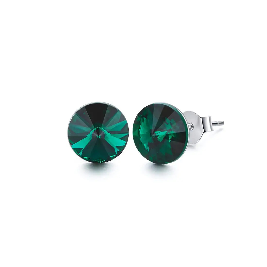 Сребърни обеци на винт с кристали Сваровски Риволи