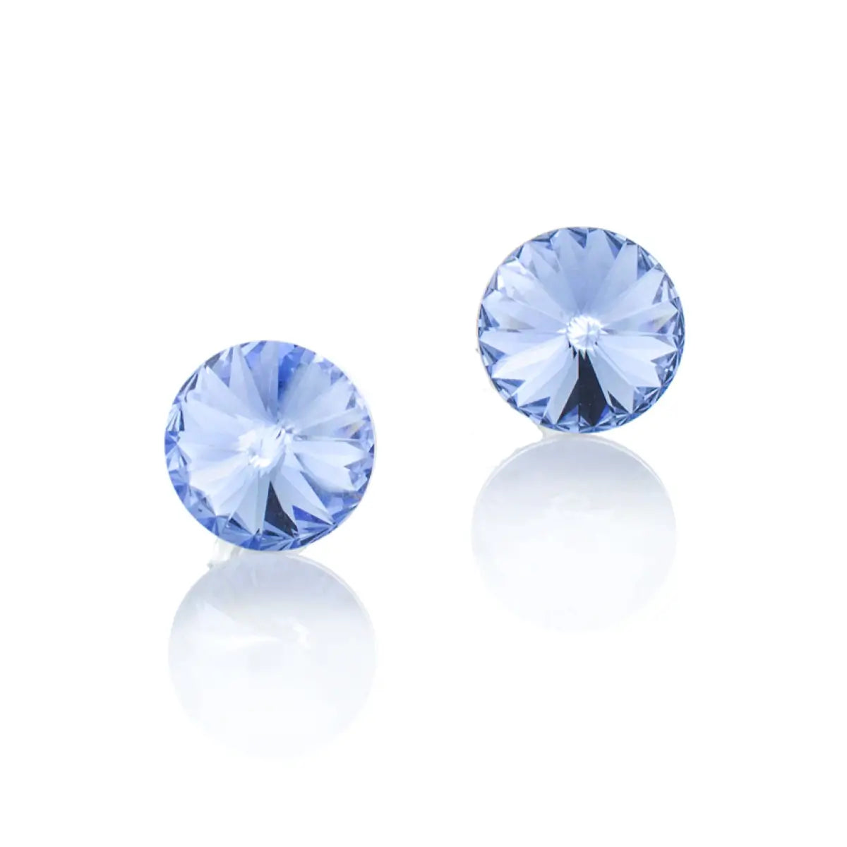 Сребърни обеци  на винт с кристали Риволи 2 размера