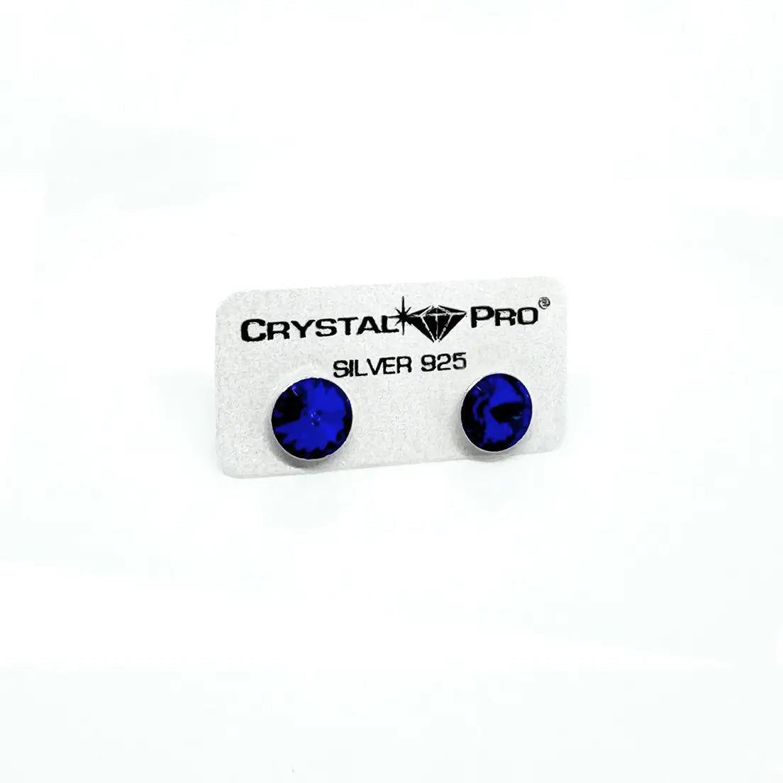 Сребърни обеци  на винт с кристали Риволи 2 размера