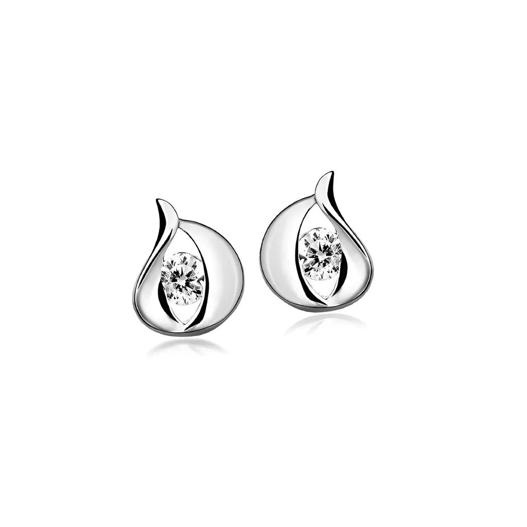 Модерни сребърни обеци Tear Drop Shine с циркови на винт с изчисти дизайн, фина бижутерия