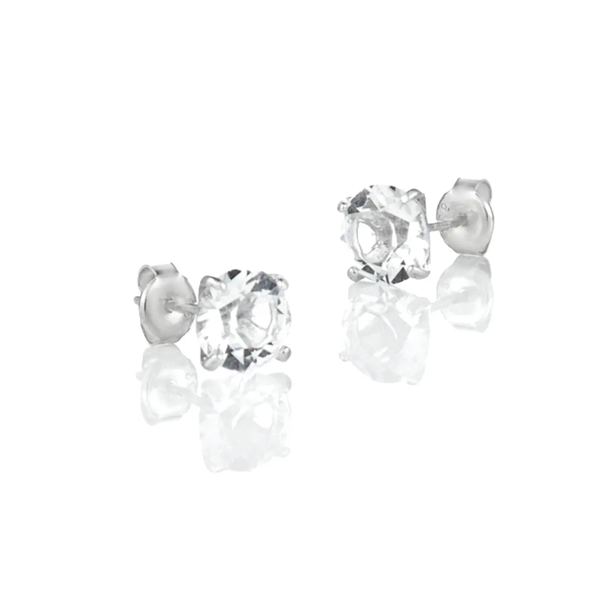 Сребърни обеци на винт в цвят Аметист с кристали