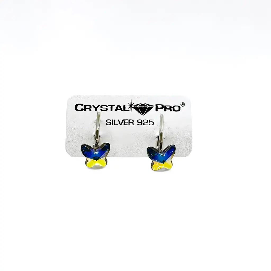 Сребърни обеци  Пеперуди с австрийски кристали 2 размера