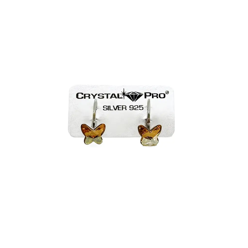 Сребърни обеци  Пеперуди с австрийски кристали 2 размера