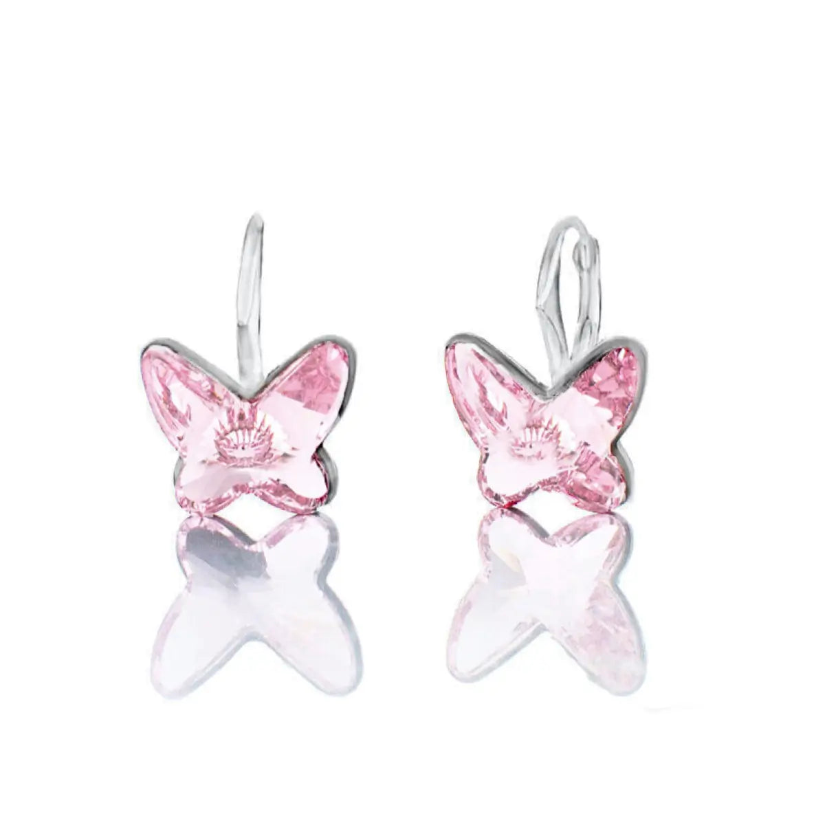 Сребърни обеци  Пеперуди с австрийски кристали 2 размера