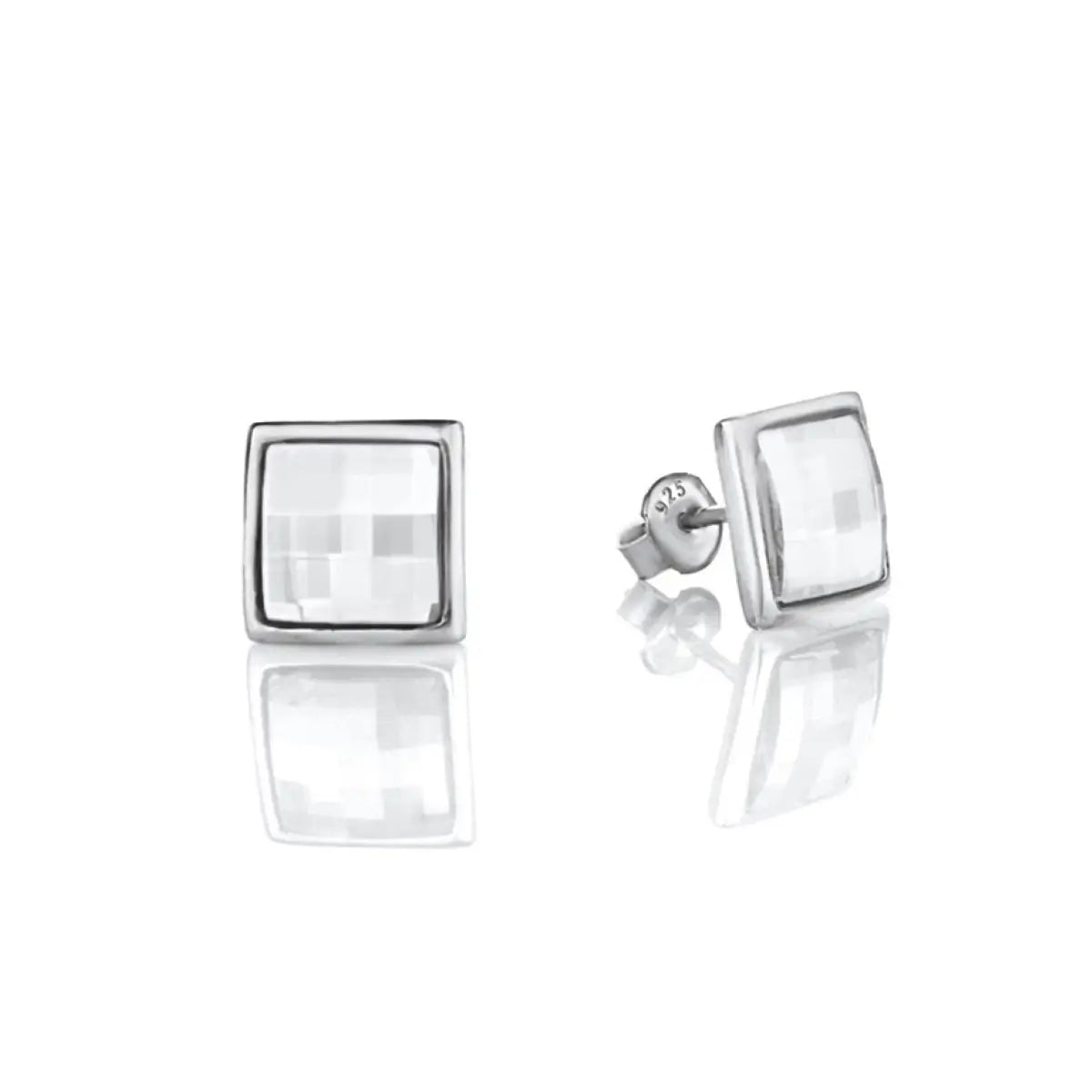 Сребърни обеци с кристали Chessboard Cut