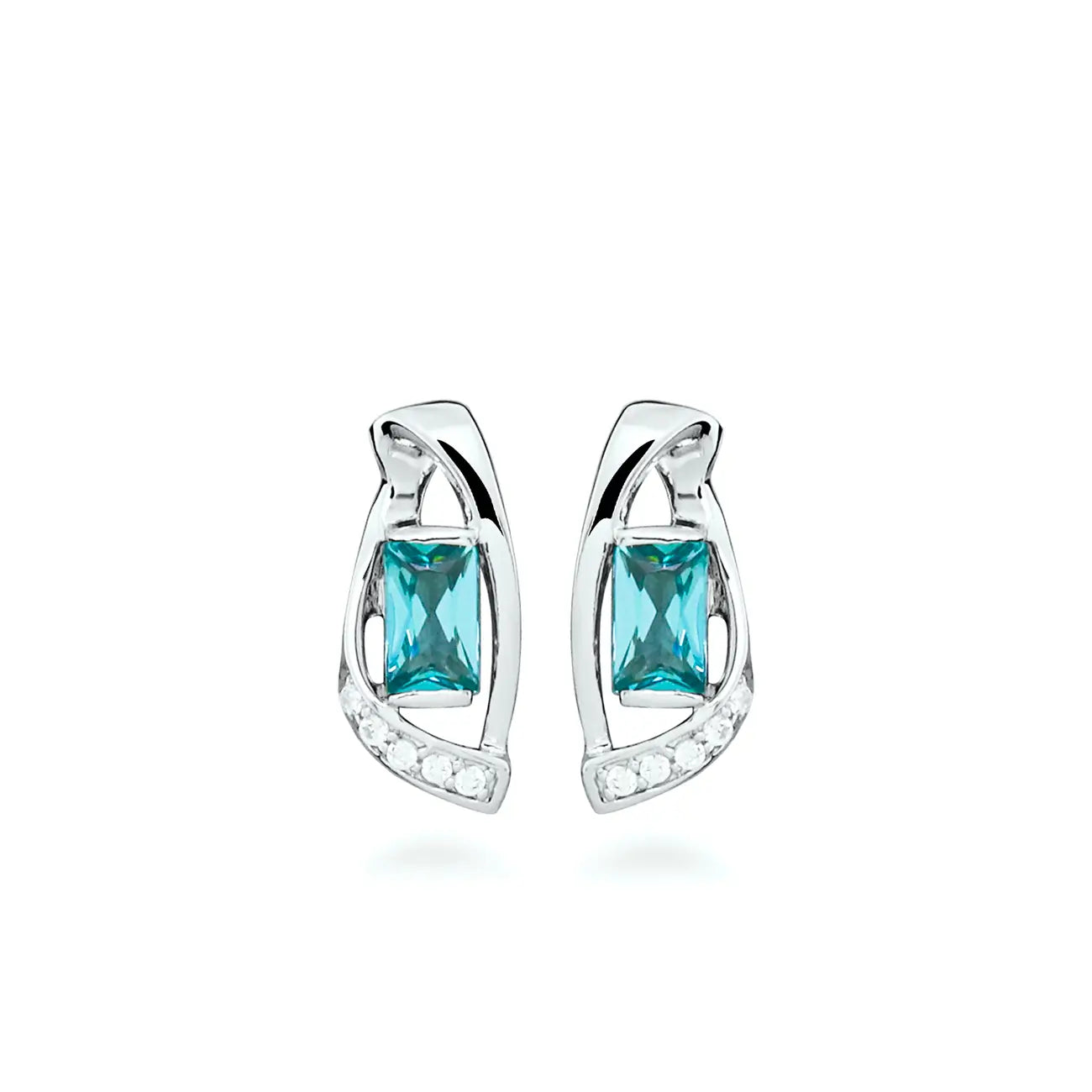 Модерни сребърни обеци с Нано турмалин и циркови, изчистен дизайн с луксозна визия.