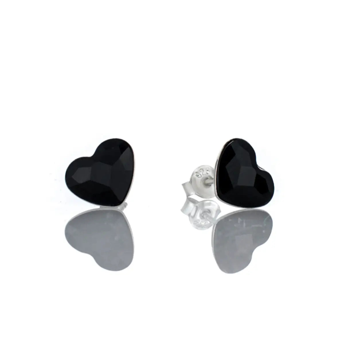 Сребърни обеци  Сърца на винт с блясък на австрийски кристали 2 размера