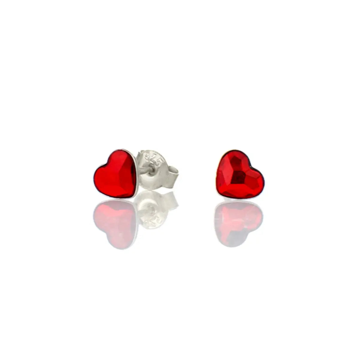 Сребърни обеци  Сърца на винт с блясък на австрийски кристали 2 размера