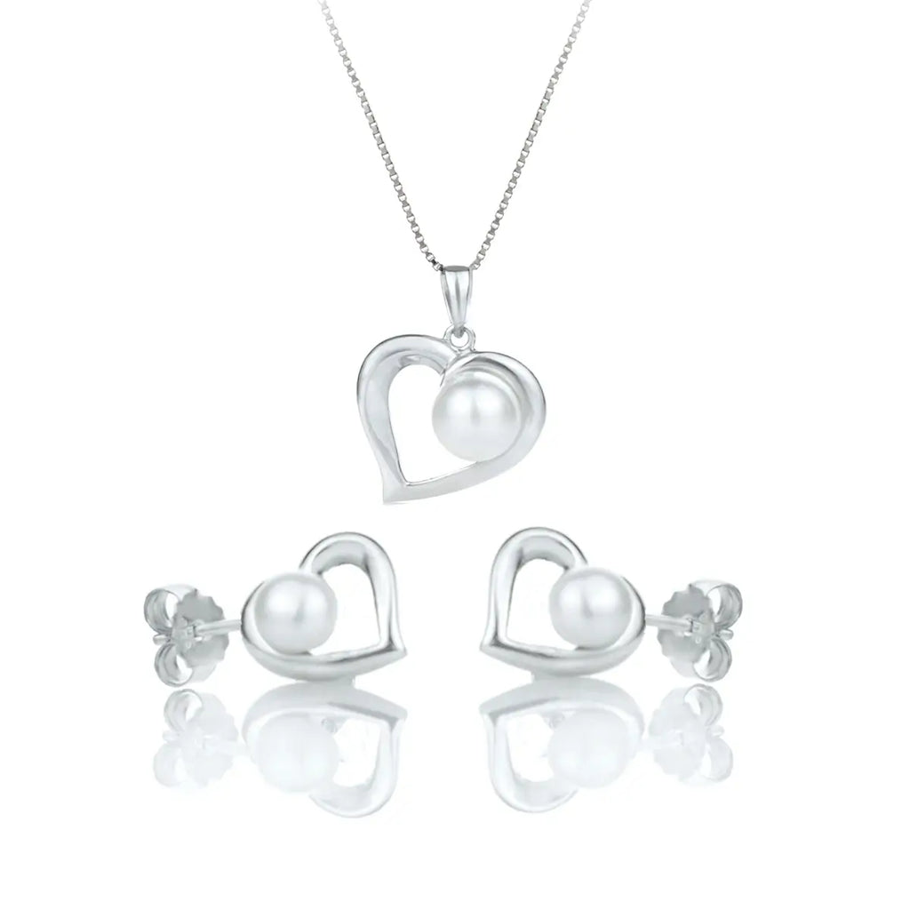 Сребърнo колие Сърце с Речна перла Нежна елегантност