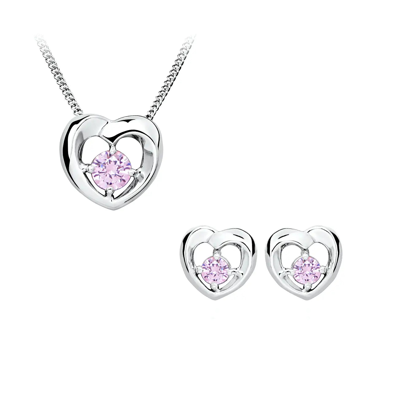 Сребърни обеци Сърца с розови циркони Фина бижутерия