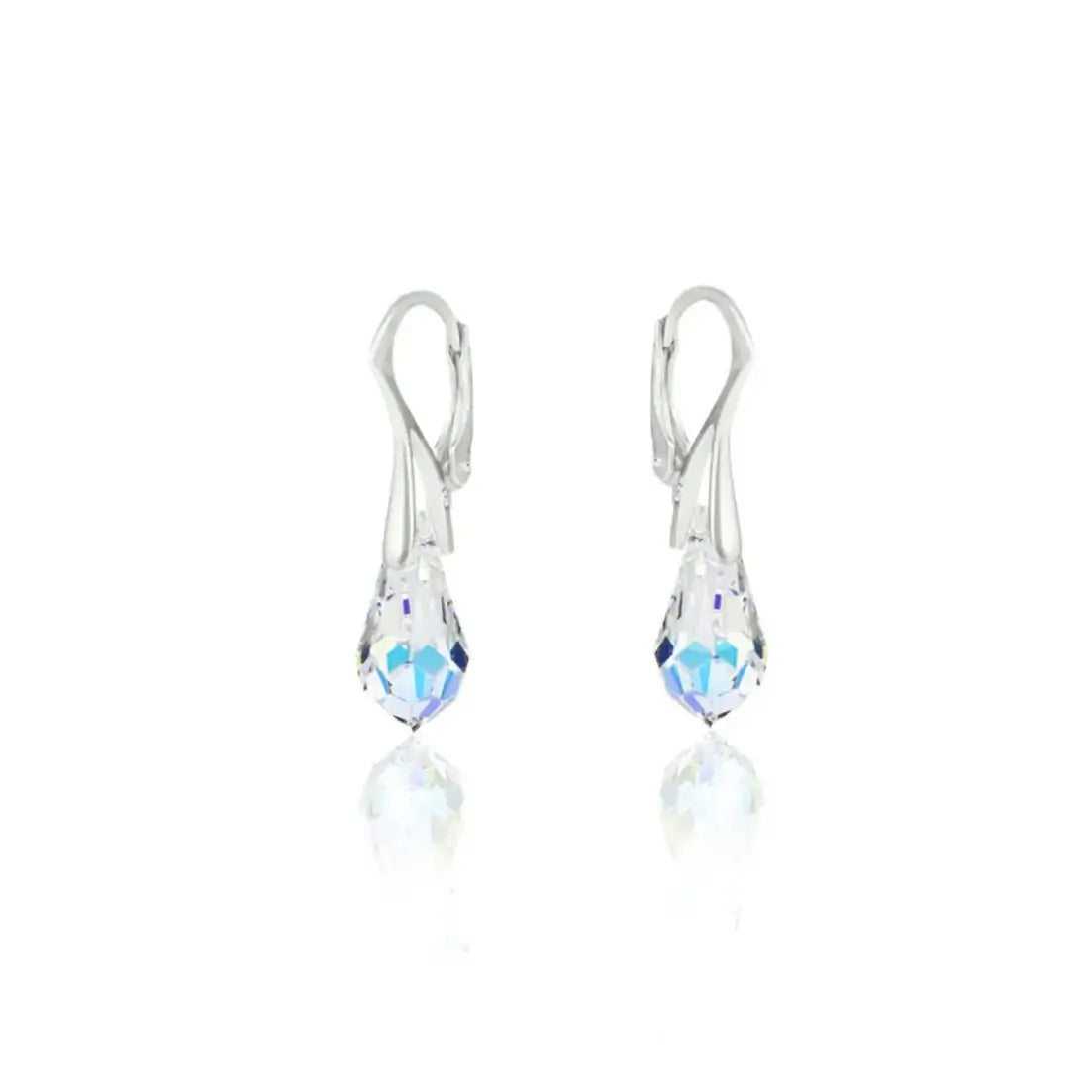 Сребърни капковидни обеци с кристали Сваровски