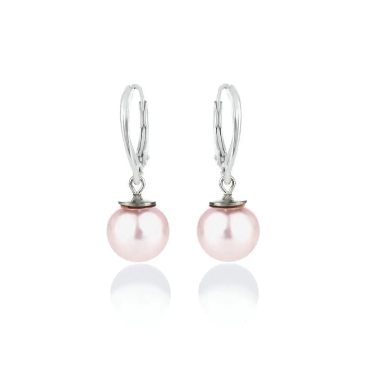 Сребърни висящи обеци с едри бели перли