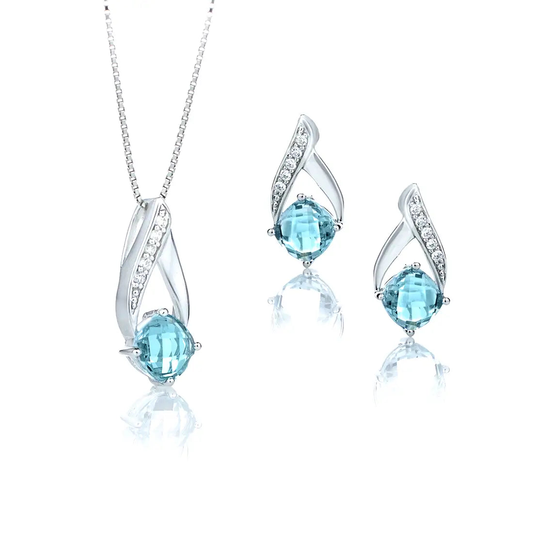 Сребърно колие Aqua Twist с нежен Нано Аквамарин