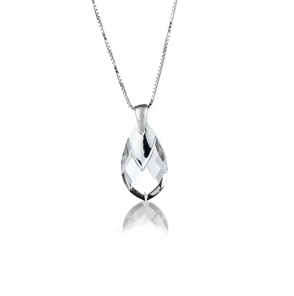 Сребърно колие Aquamarine Shine Teardrop с австрийски кристали 2 размера