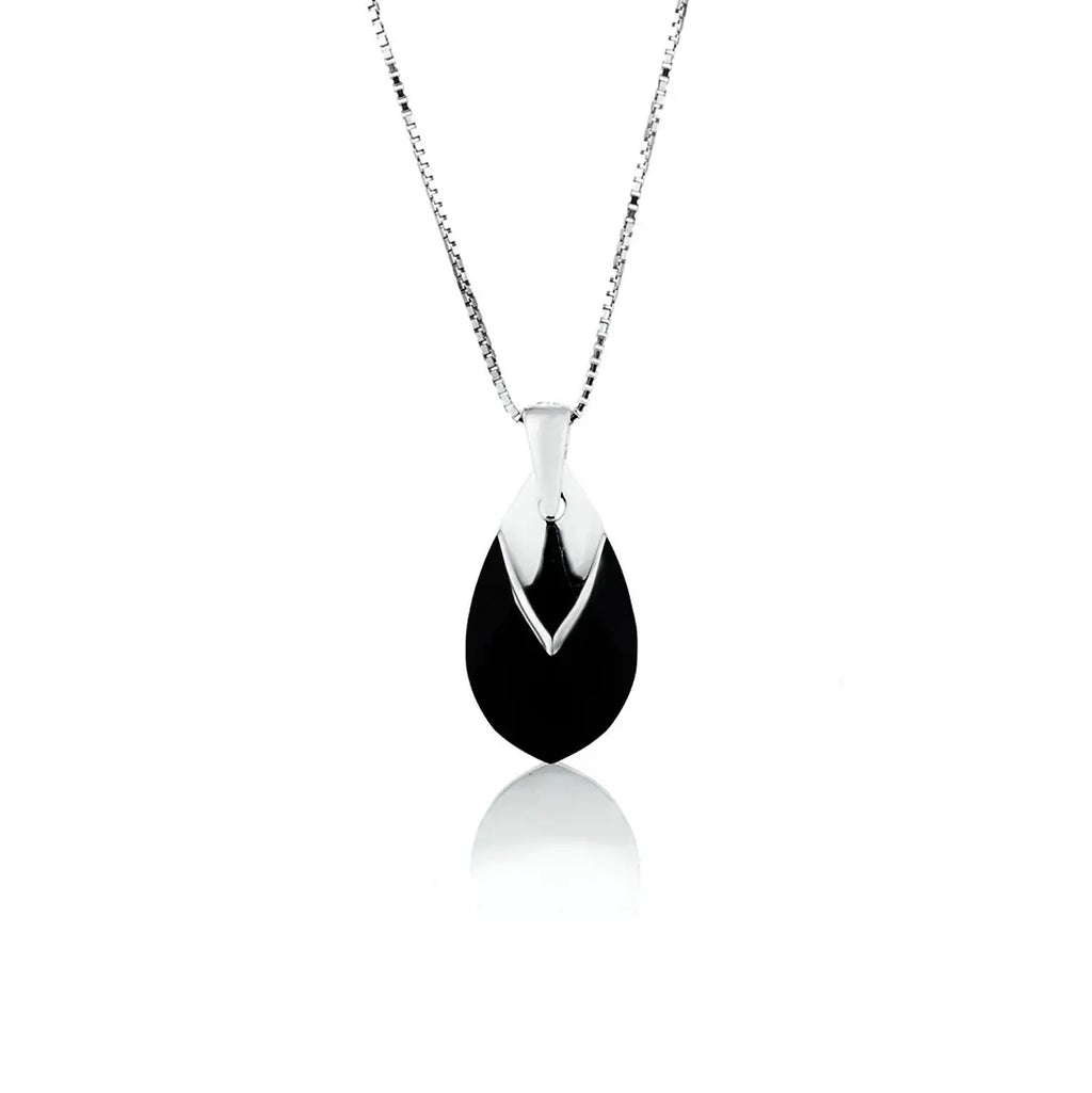 Сребърно колие Aquamarine Shine Teardrop с австрийски кристали 2 размера
