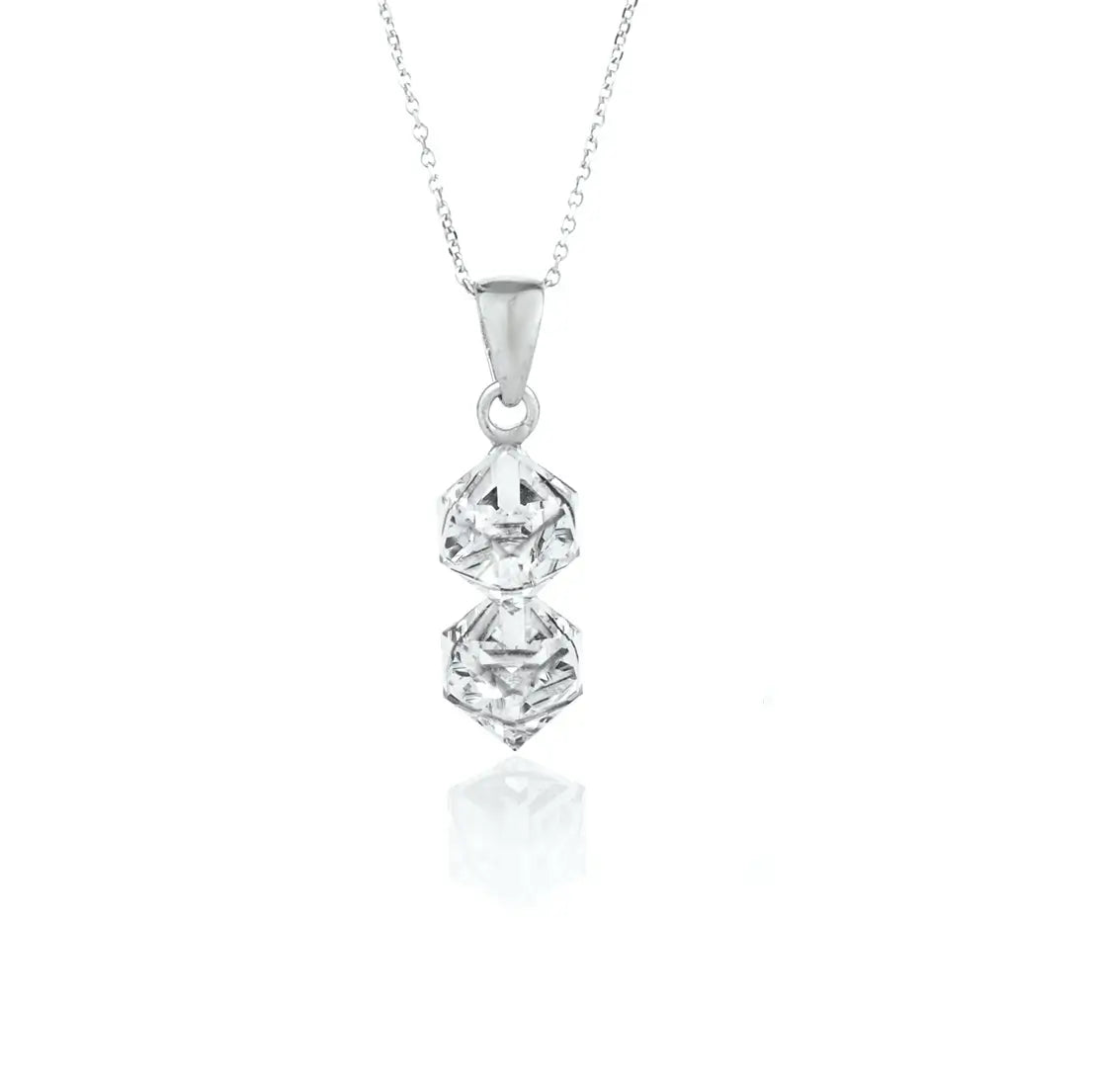 Сребърно колие Двойно Кристално Кубче 2 варианта