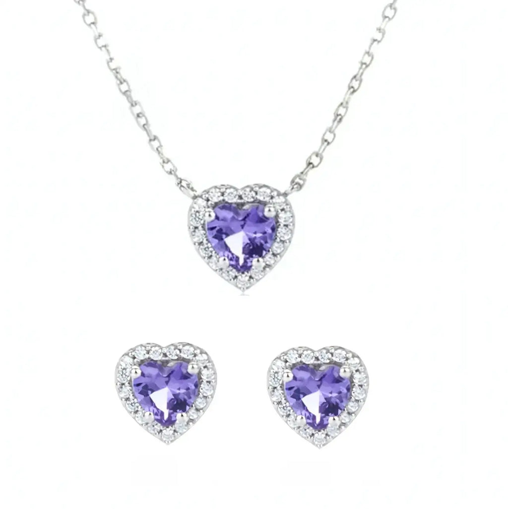 Сребърнo колие Heart Amethyst Glow с Нано аметист и циркони
