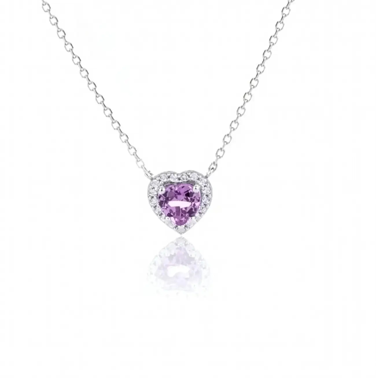 Сребърнo колие Heart Amethyst Glow с Нано аметист и циркони