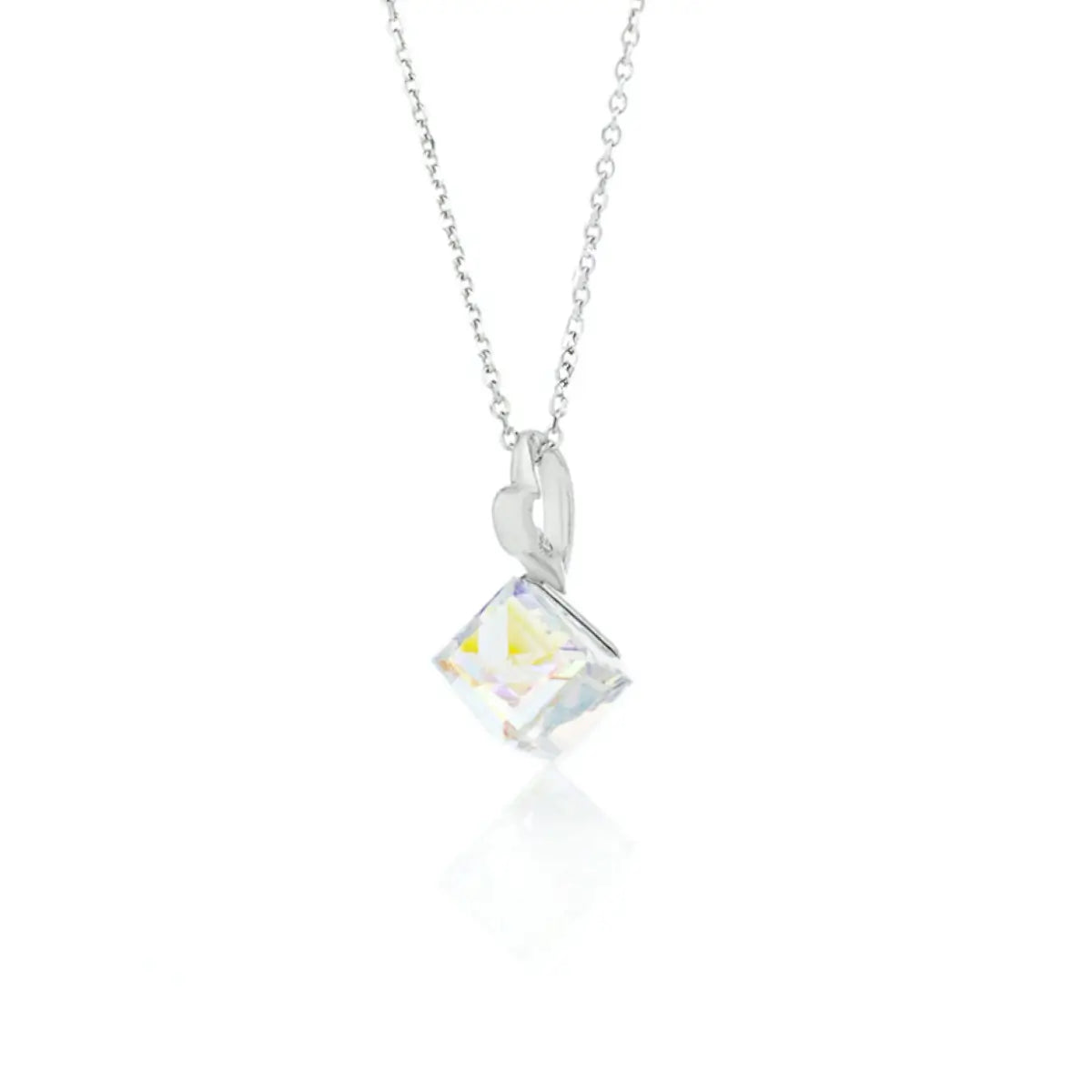 Сребърно колие Кристално Кубче 2 размера