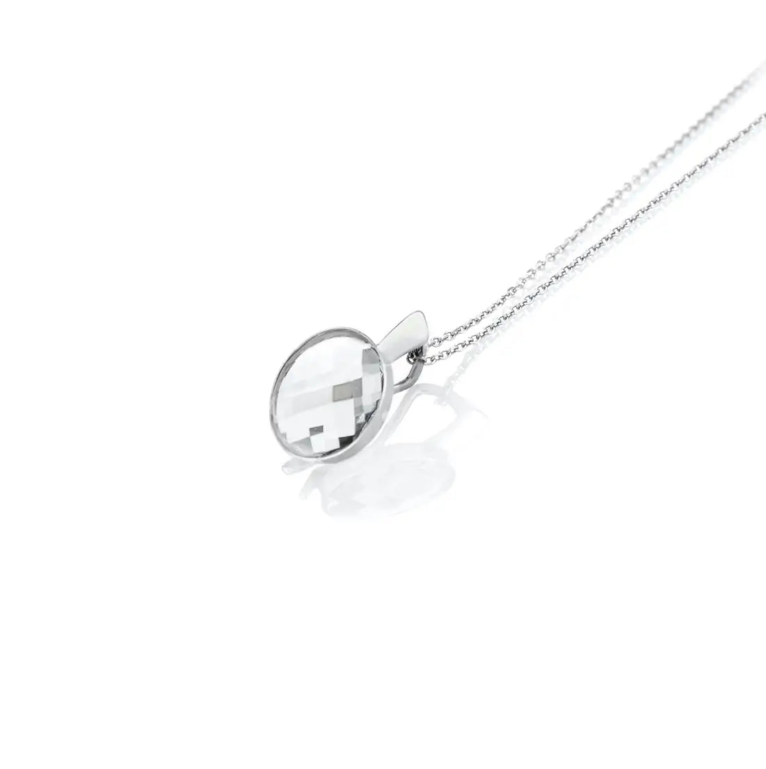 Сребърно колие с небесносин кристал Chessboard Cut