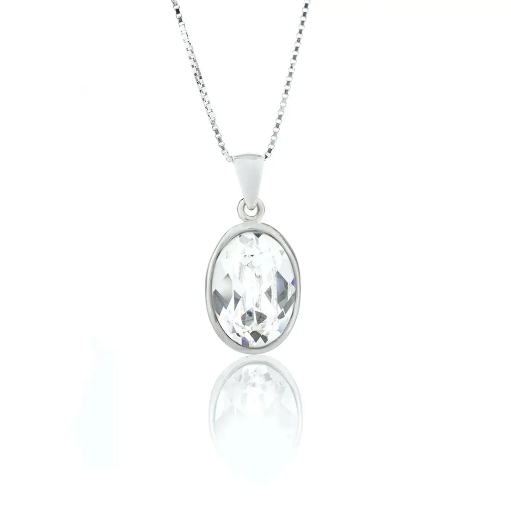 Сребърно колие с лилав овален кристал Аmethyst Shine