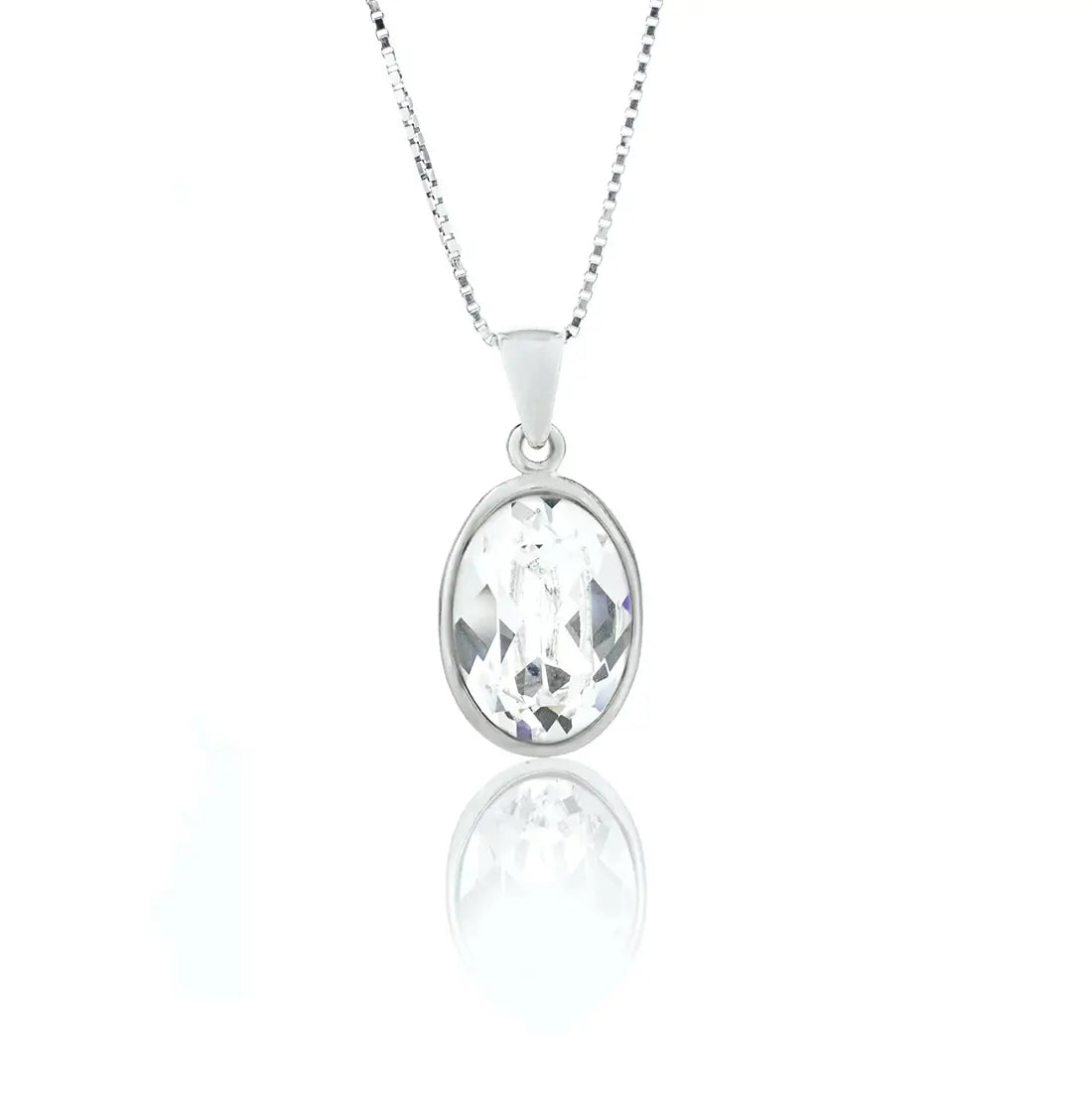 Сребърно колие с лилав овален кристал Аmethyst Shine