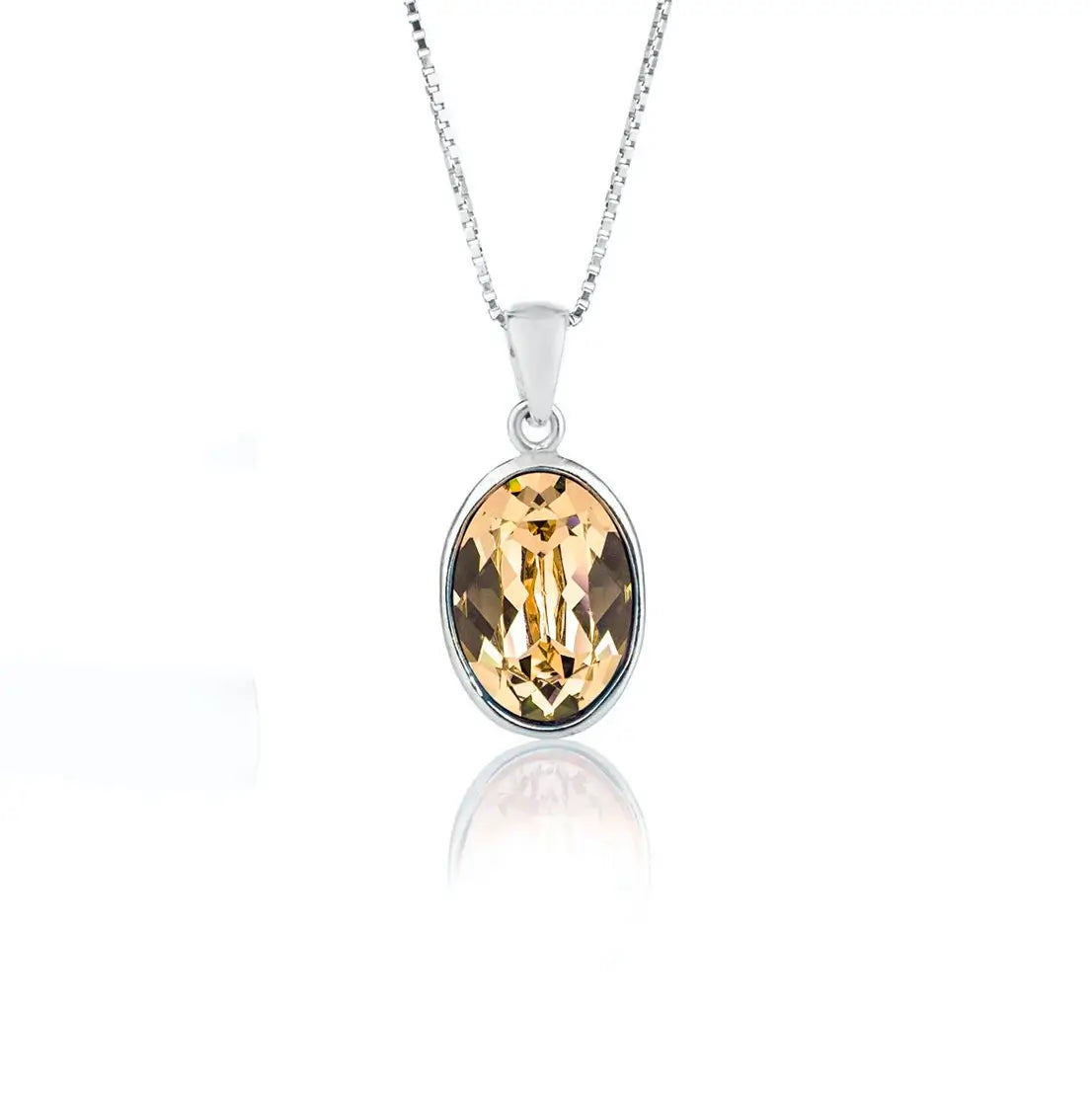 Сребърно колие с лилав овален кристал Аmethyst Shine