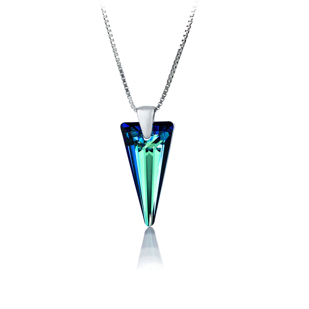 сребърно колие Spike pendant в силни зелено-сини нюанси