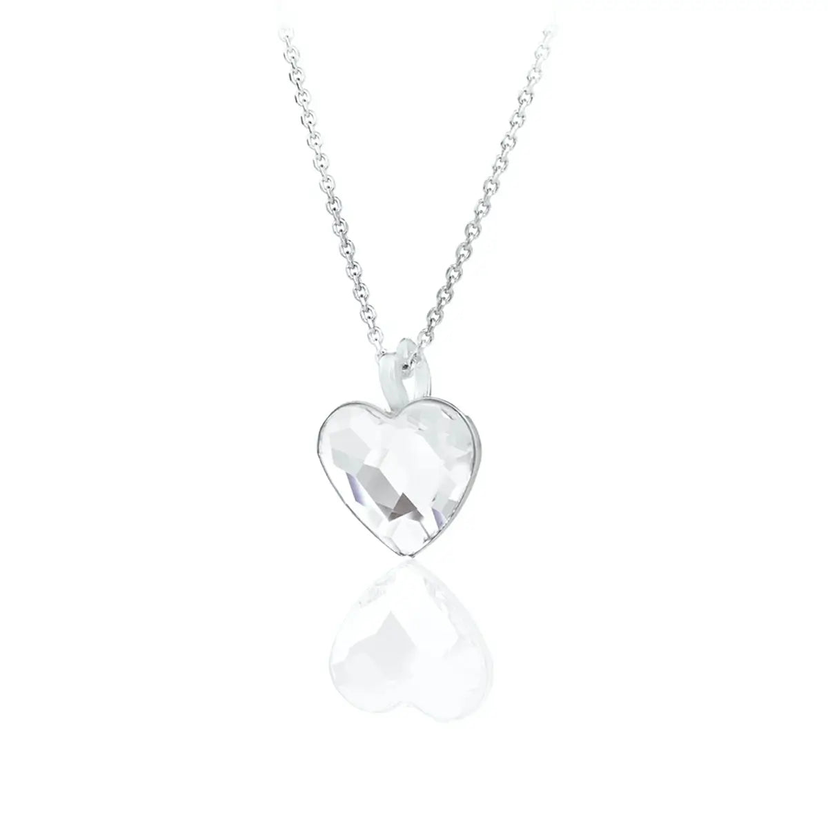 Сребърно колие Сърце с блясък на австрийски кристали 2 размера