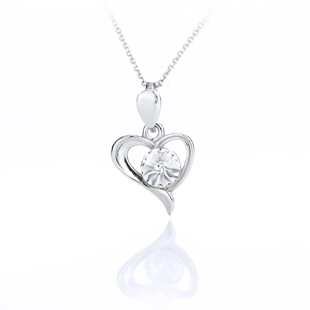 Сребърнo колие Сърце с премиум австрийски кристали