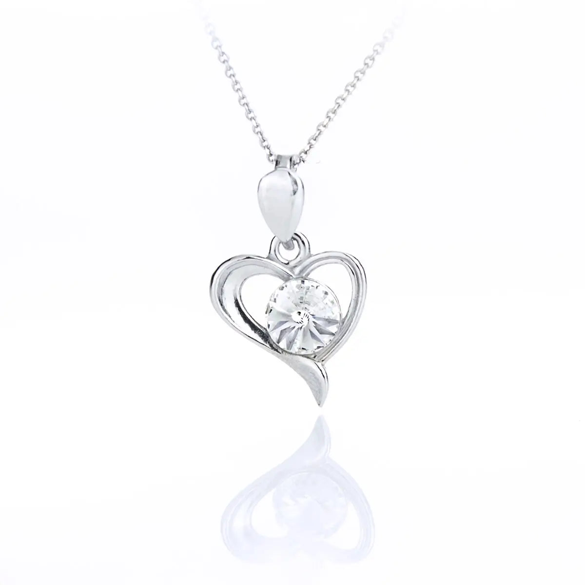 Сребърнo колие Сърце с премиум австрийски кристали