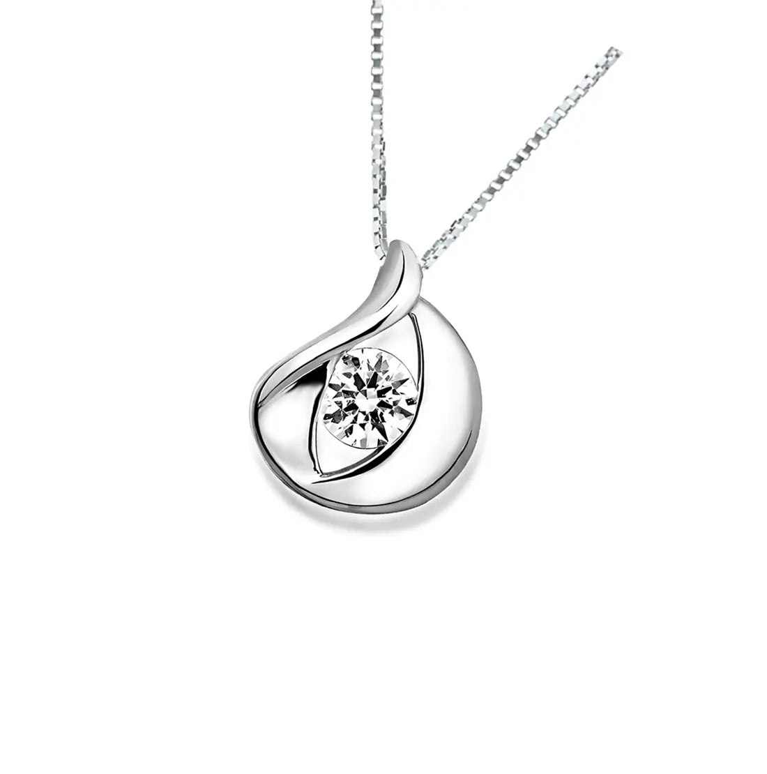 Сребърно колие като сълза с циркови