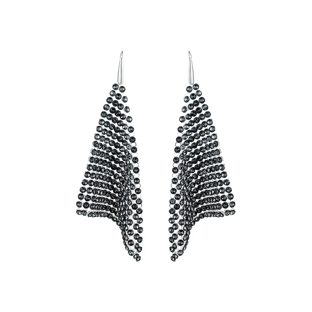 Висящи обеци Crystal mesh с бляскави кристали 2 размера