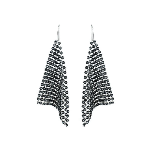 Висящи обеци Crystal mesh с бляскави кристали 2 размера