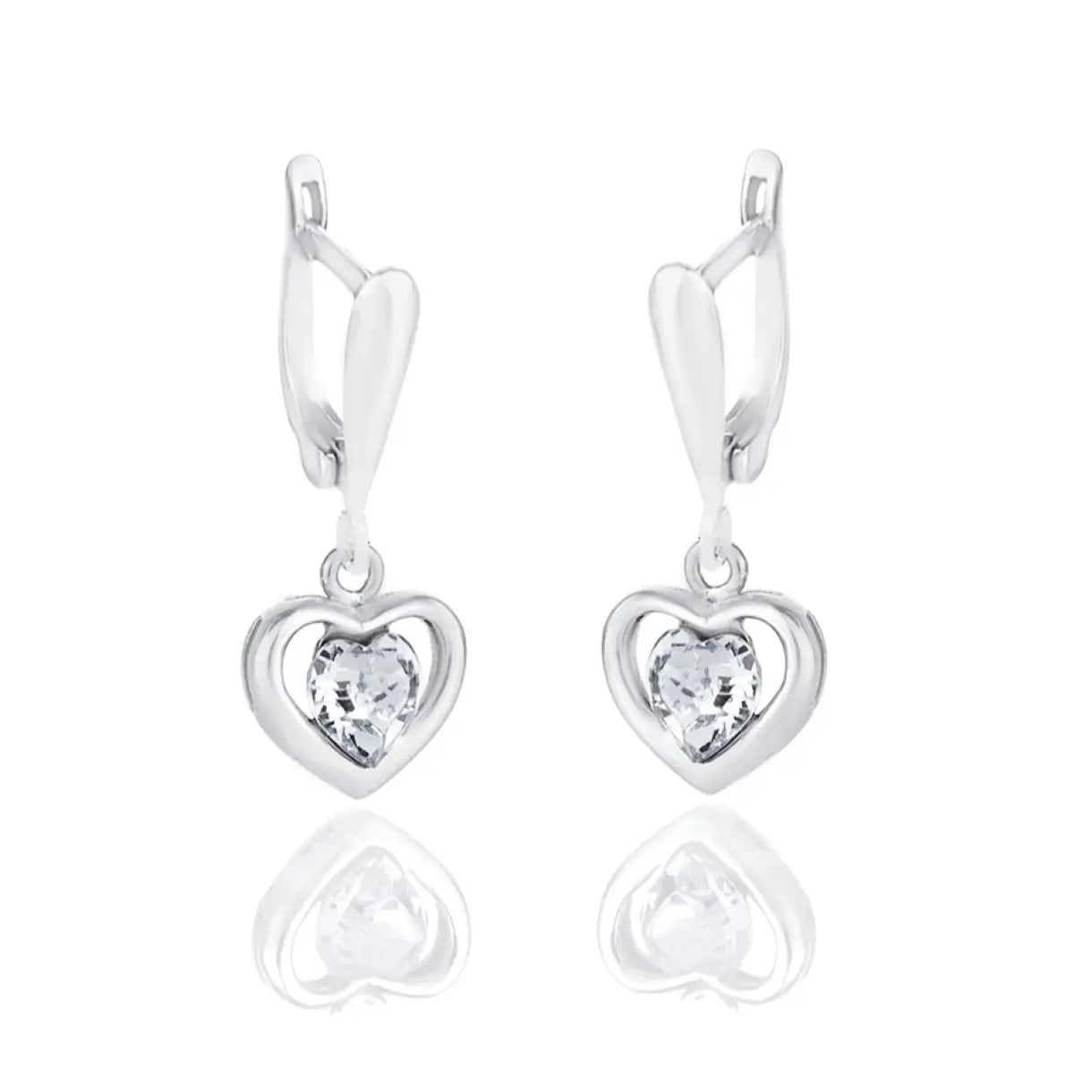 Висящи обеци Hearts Сребро 925 с австрийски кристали