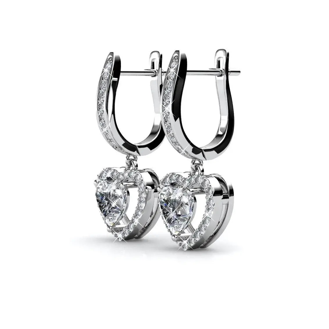 Висящи обеци Сърца Romantic Sparkle с австрийски кристали