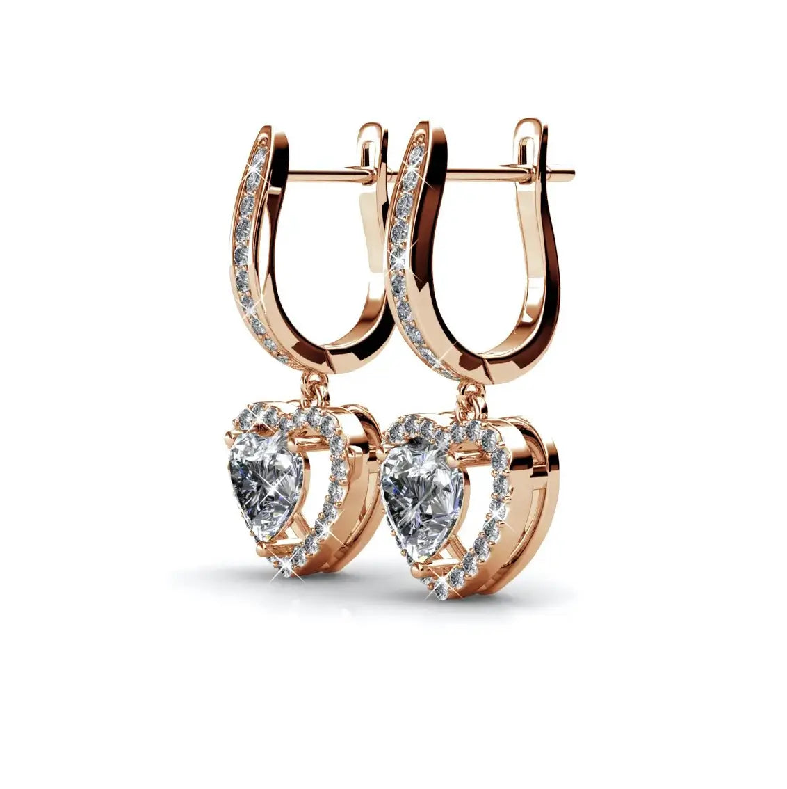 Висящи обеци Сърца Romantic Sparkle с австрийски кристали