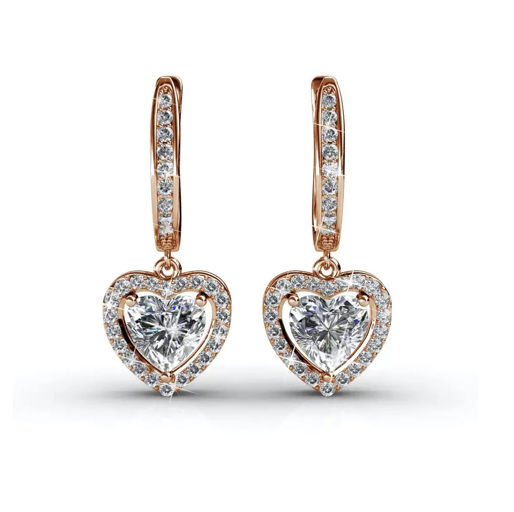 Висящи обеци Сърца Romantic Sparkle с австрийски кристали